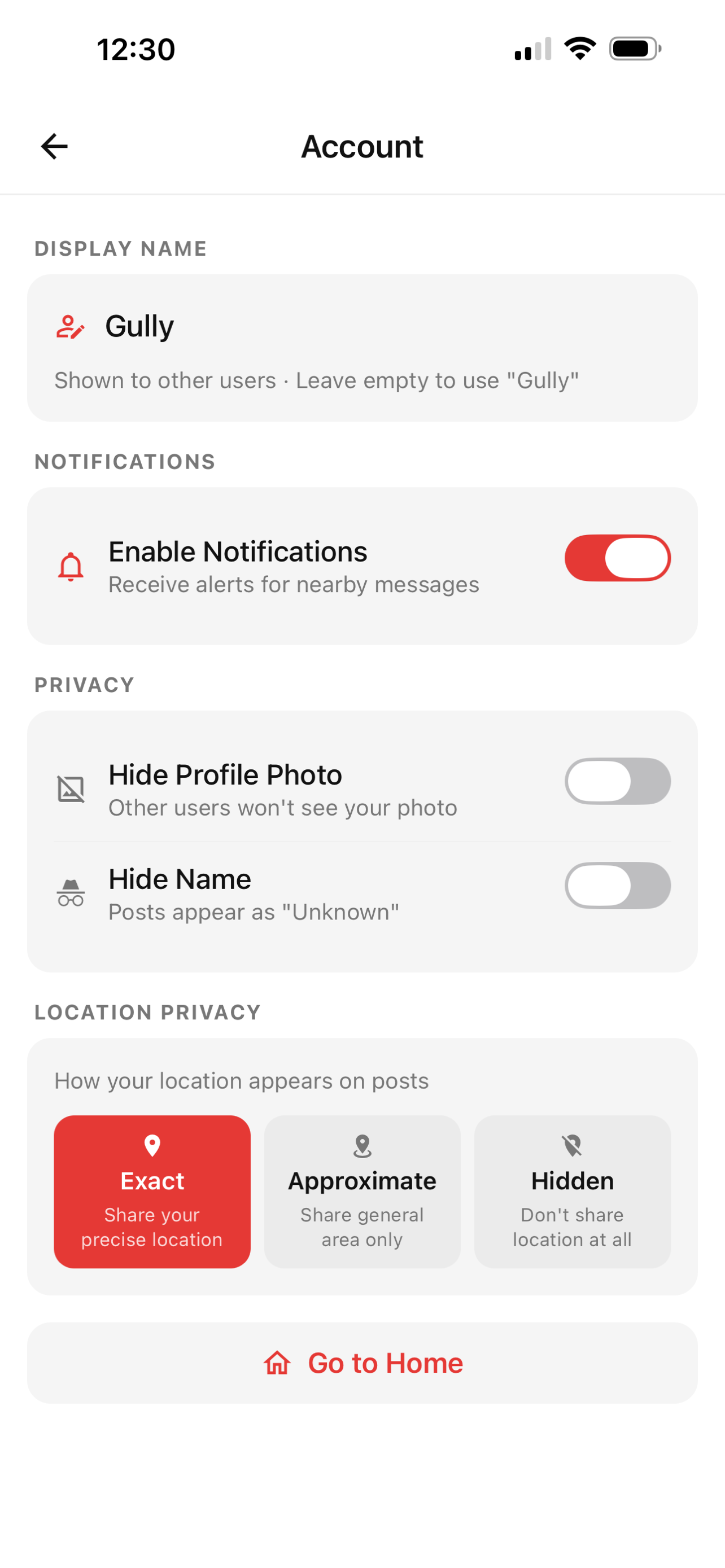 Privacy controls